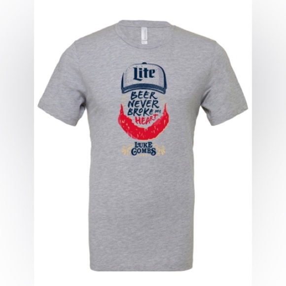 Luke Combs Tour Bella Canvas Gray Short Sleeve Tee with Graphic Design - Picture 1 of 5